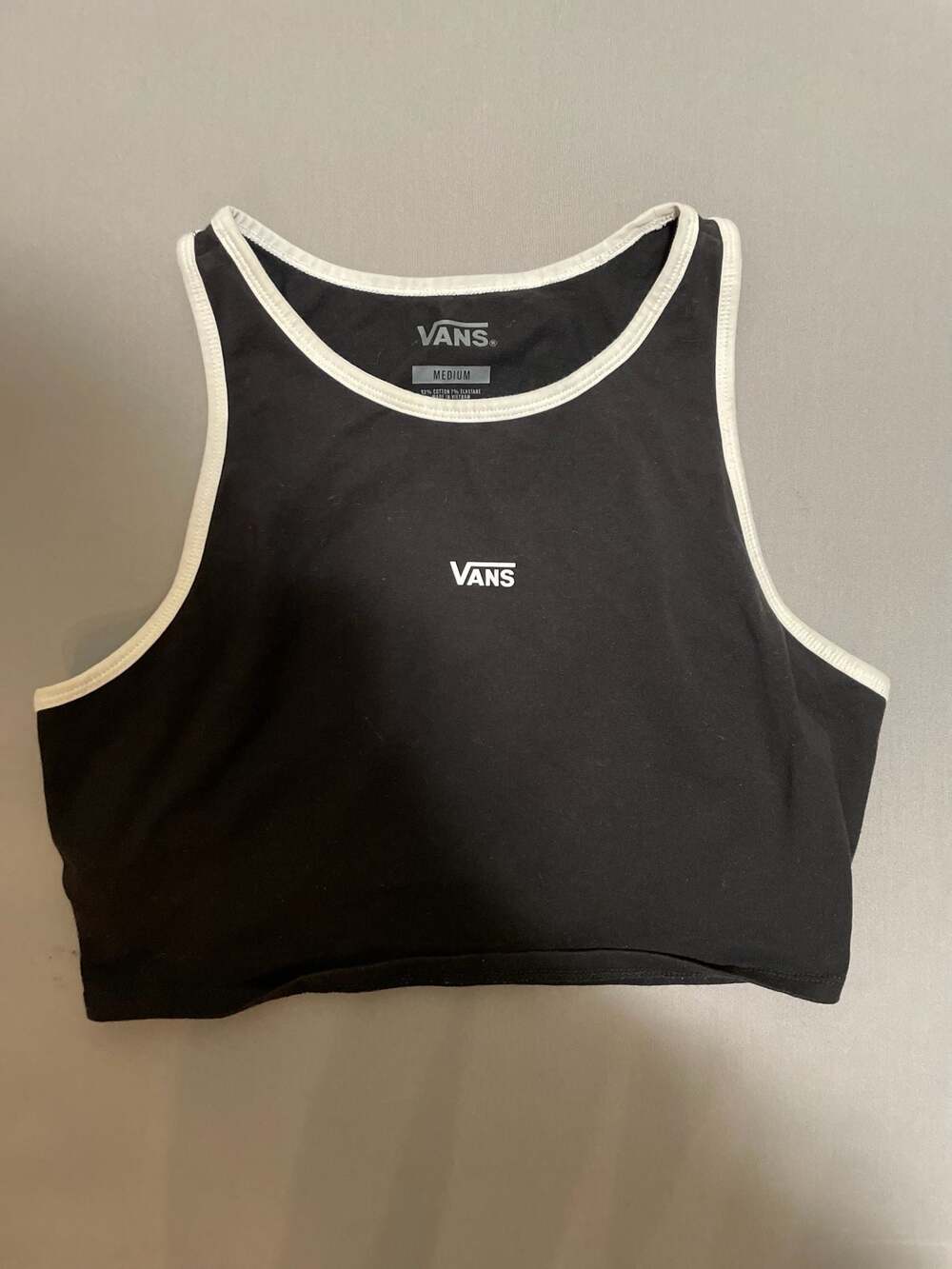 Vans Black and White Ringer Crop Tank Top Size Medium